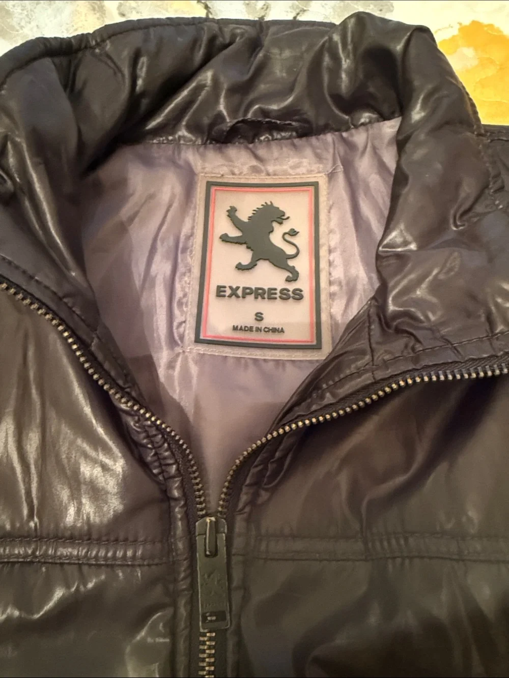 Express Men's Dark Brown Quilted Puffer Jacket